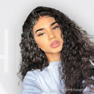Aisi Beauty Cheap Vendor Long Wavy Kinky Curly Water Wave Black Brown Swiss Lace Synthetic Hair For Black Women Lace Front Wig